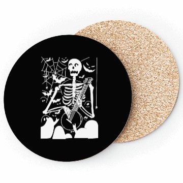 Discover Illustrative skeleton guitar player halloween Coasters