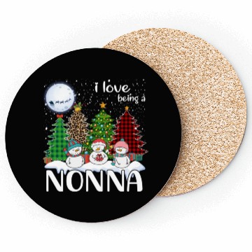 Discover I Love Being A Nonna Snowman Xmas Leopard Tree Coasters