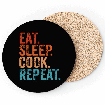 Discover Eat Sleep Cook Repeat Cooking Chef Culinary Lunch Coasters