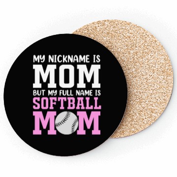 Discover My Nickname Is Mom Funny Softball Mom Coasters