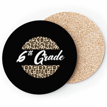 Discover 6th Grade Cheetah Print School Teacher Student Coasters