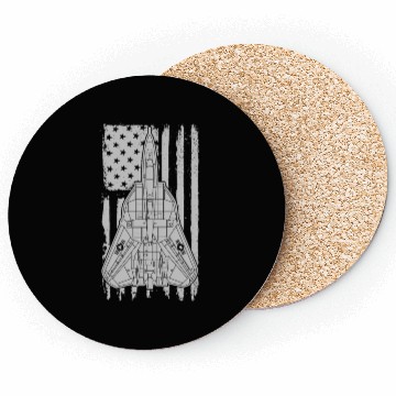 Discover F-14 Tomcat Fighter Jet Airplane American Flag F14 Coasters