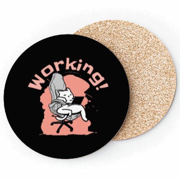 Discover Working Cat Busy Cat Owner Professional Worker Coasters