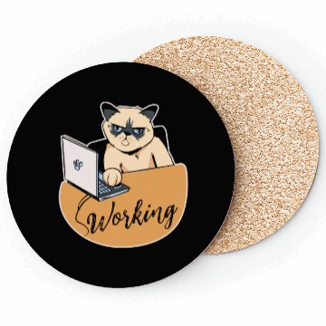 Discover Working Cat Busy Cat Owner Professional Worker Coasters