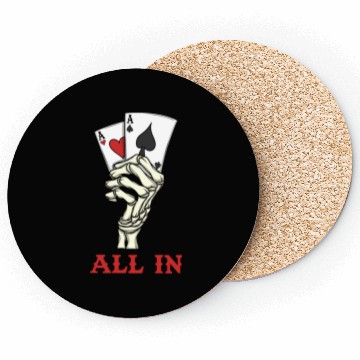 Discover Poker Player Poker Cards Ace Skeleton Hand Poker Coasters
