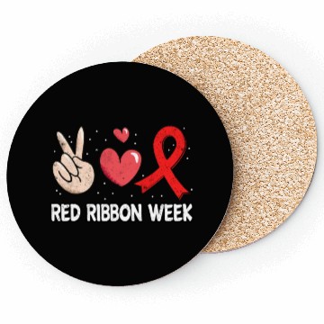 Discover Red Peace Ribbon Week Awareness October Coasters