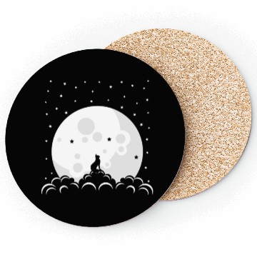 Discover Cute Cat Lover Kitten Moon Coasters