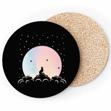 Discover Cat Lover Kitten Moon Pastel Coasters