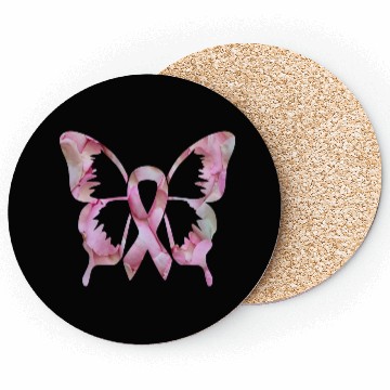 Discover Ribbon Butterfly flower Breast Cancer Awareness Coasters