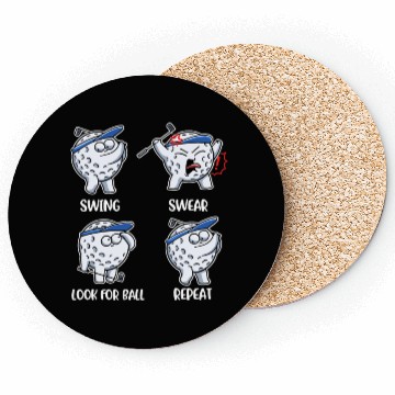 Discover Swing Swear Look For Ball Repeat Funny Golf Gift Coasters