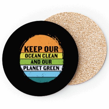 Discover Keep Our Ocean Clean And Planet Green Retro Coasters