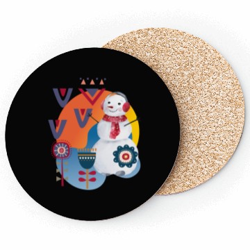 Discover Winter Cute Snowman Headphones Scandi Coasters