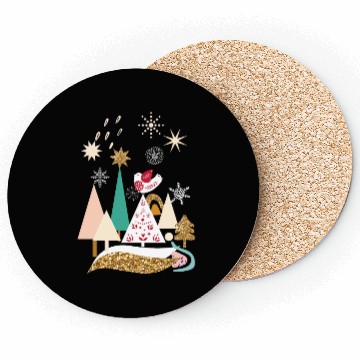 Discover Christmas Winter Scandinavian Trees Snow Coasters