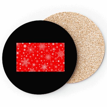 Discover Snowflakes Pattern Red White Coasters