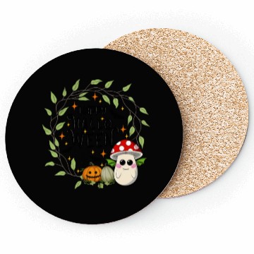 Discover Bat Toadstool Mushroom - Happy Halloween Coasters