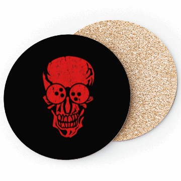 Discover Bowling Skull Graphic Bowling Game Lover Bowler Coasters