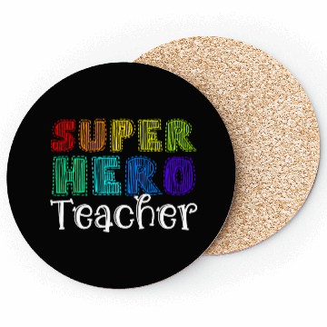 Discover Multicolor Retro Teacher Superhero Coasters