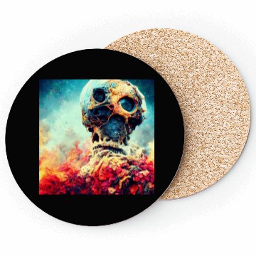 Discover Extremely Realistic Skull in Abstract Art Coasters