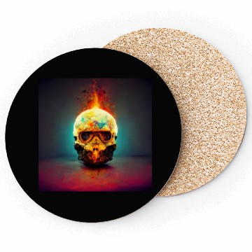 Discover Extremely Realistic Skull in Abstract Art Coasters