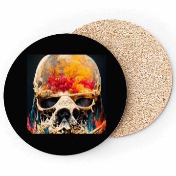 Discover Extremely Realistic Skull in Abstract Art Coasters