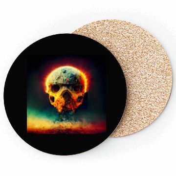 Discover Extremely Realistic Skull in Abstract Art Coasters
