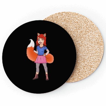 Discover Beautiful Fox Girl Illustration Coasters