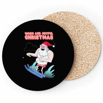 Discover christmas and santa claus having summer fun Coasters