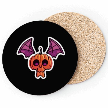 Discover Bat Pumpkin Halloween Coasters