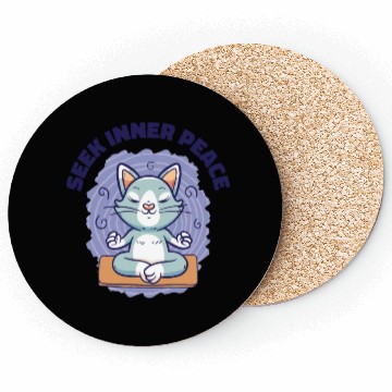 Discover Serenity Cat Yoga Cat Owner Meditation Yoga Fan Coasters
