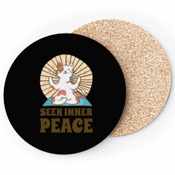 Discover Serenity Cat Yoga Cat Owner Meditation Yoga Fan Coasters
