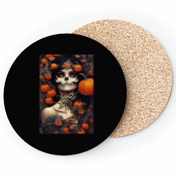 Discover Skull Pumpkin Halloween Coasters