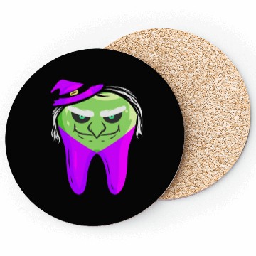 Discover Evil Green Witch Tooth For Dentist On Halloween Coasters
