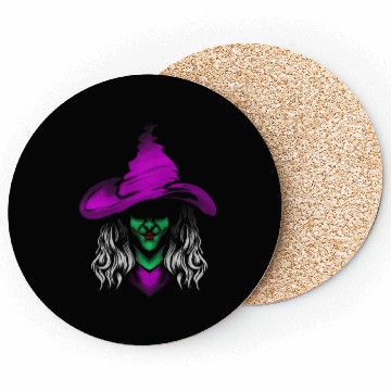 Discover Evil Witch With Green Skin And Purple Hat For Coasters