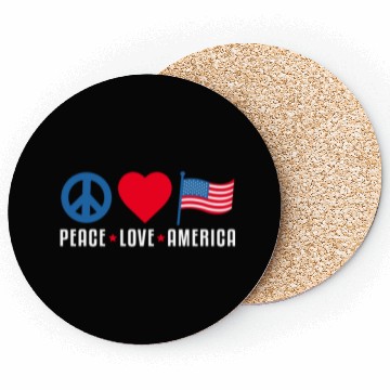 Discover Peace Love America US Flag Independence Coasters