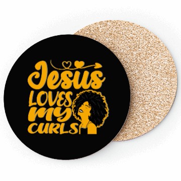 Discover Jesus Loves My Curls Coasters