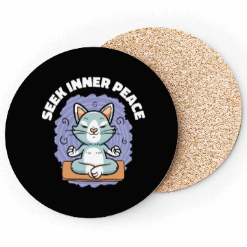 Discover Serenity Cat Yoga Cat Owner Meditation Yoga Fan Coasters