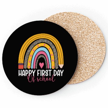 Discover Happy First Day Of School Rainbow Leopard Coasters