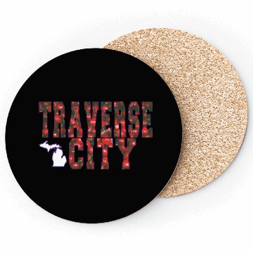 Discover Traverse City Michigan Cherry Graphic T Coasters