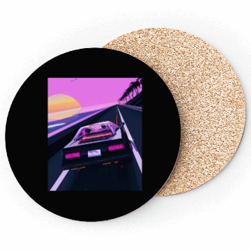 Discover Vaporwave Aesthetic Sports Car Driving Into A Coasters