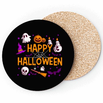 Discover Pumpkin Lantern Skull Ghost Happy Halloween Coasters