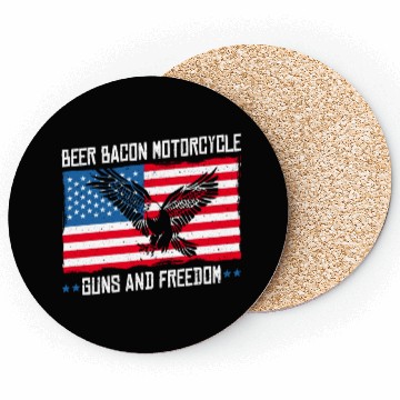 Discover Beer Bacon Motorcycle Guns And Freedom US Flag Coasters