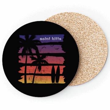 Discover Cool Saint Kitts Surfing Fan Beach Palm Tree Coasters