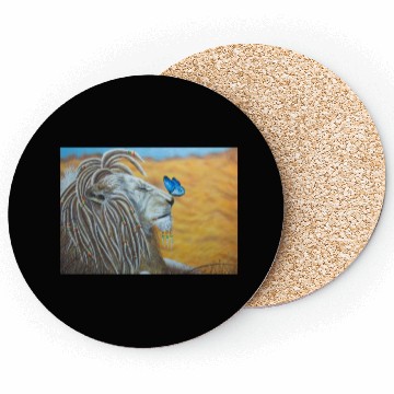 Discover Rasta lion and blue butterfly Coasters