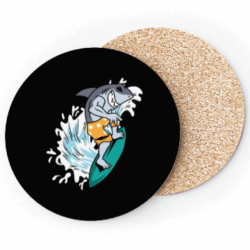 Discover Surfing Shark Wind Surfer Gift Coasters