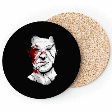 Discover Scary Blood Splatter Leather Face Mask Halloween Coasters
