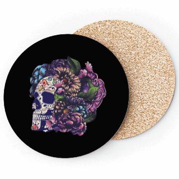 Discover Halloween Sugar Skull And Flowers Coasters