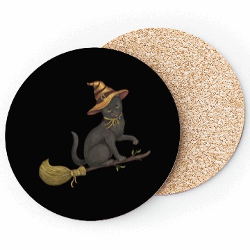 Discover Black Cat Witch Coasters