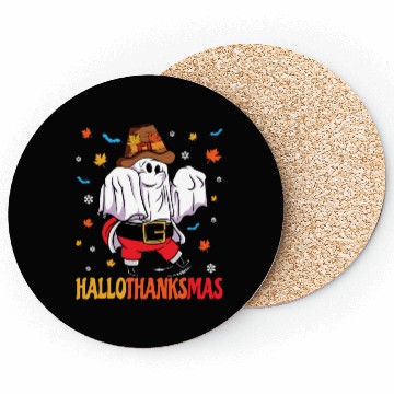 Discover Happy Hallothanksmas Halloween Thanksgiving Santa Coasters