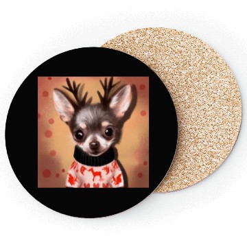 Discover Sweet happy, dog Chihuahua in a Christmas sweater Coasters