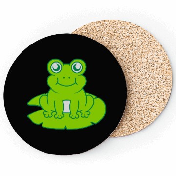 Discover frog sitting water lily sea leaf Coasters